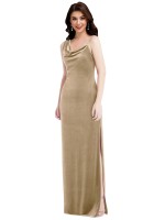 Buy Asymmetrical One Shoulder Velvet Maxi Slip Bridesmaid Dress