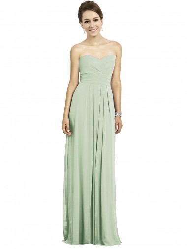 Buy Full Length Strapless Chiffon Bridesmaid Dress with Sweetheart Neckline