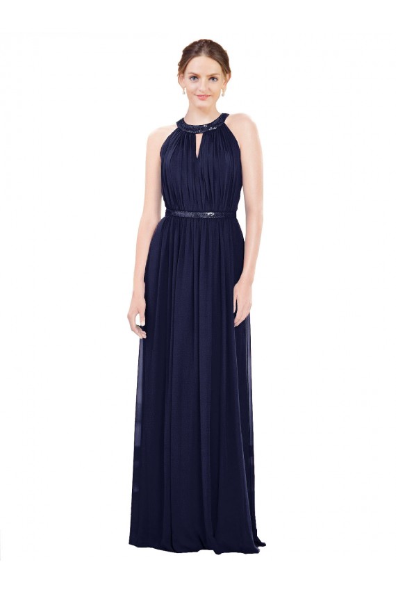 Buy Vintage Full-Length Sleeveless Chiffon Bridesmaid Dress 