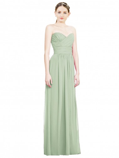 Buy Crisscross Draped Full Length Strapless Chiffon Bridesmaid Dress