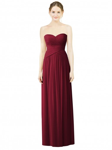 Buy Draped Full Length Strapless Chiffon Bridesmaid Dress