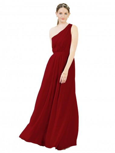 Buy Draped One Shoulder Long Floor Length Chiffon Bridesmaid Dress