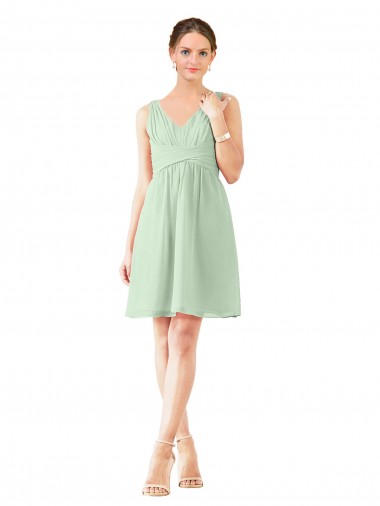 Buy v-Neckline Short Knee Length Chiffon Bridesmaid Dress