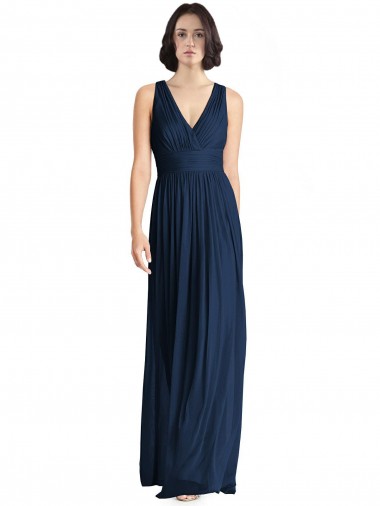 Buy Cut Out Back Long Chiffon V-Neck Bridesmaid Dress
