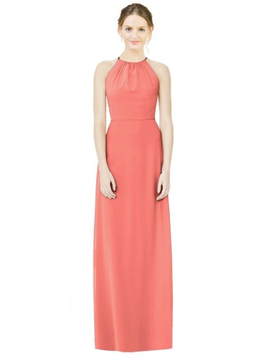 Buy Open Back Shirred Halter Chiffon Bridesmaid Dress