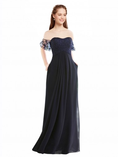 Buy Boho Bridesmaid Dress with Beaded Embroidered Bodice and Flutter Cap Sleeves