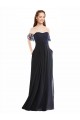 Buy Boho Bridesmaid Dress with Beaded Embroidered Bodice and Flutter Cap Sleeves
