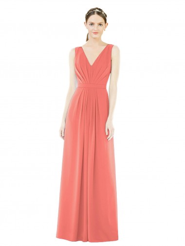 Buy V-Neck V-Back Sleeveless Chiffon Bridesmaid Dress
