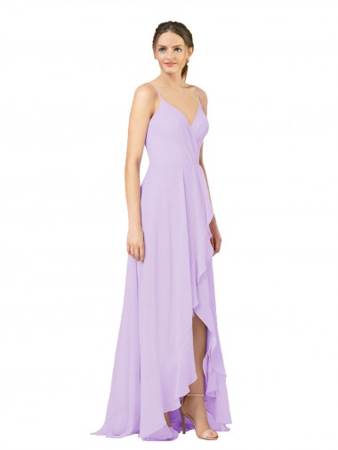 Buy High-Low Chiffon Bridesmaid Dress with Ruffle Detail