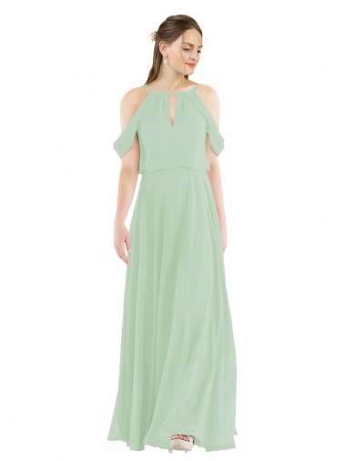 Buy Off-the-Shoulder Long Chiffon Beachy Bridesmaid Dress