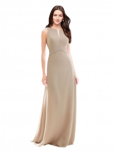 Buy Elegant Bridesmaid with High Neckline and Illusion V-Neck