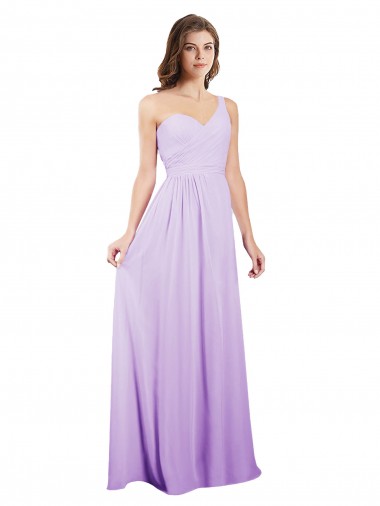 Buy Draped One Shoulder A-Line Long Chiffon Bridesmaid Dress