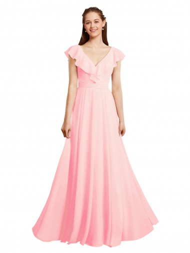Buy Chiffon A-Line Dress with Full Circle Skirt and Gathered Waistband