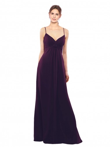 Buy Floor Length A-Line Chiffon Bridesmaid Dress with Criss Cross Back