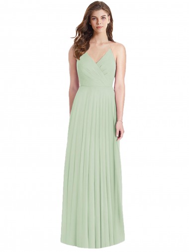 Buy Ruffled Strap Cutout Wrap Maxi Chiffon Bridesmaid Dress