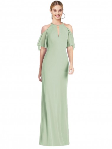 Buy Ruffle Cold-Shoulder Mermaid Chiffon Maxi Bridesmaid Dress