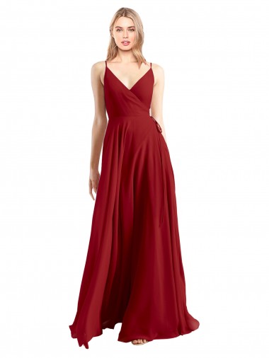 Buy A-Line Spaghetti Straps V-Neckline Chiffon Bridesmaid Dress Open Back