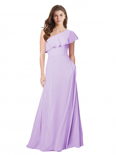 Buy Draped One Shoulder Long Chiffon Bridesmaid Dress 
