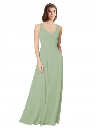 Buy A-Line Open Back Chiffon Bridesmaid Dress with Pockets