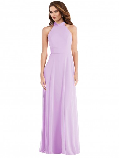 Buy High Neck Halter Backless Maxi Bridesmaid Dress