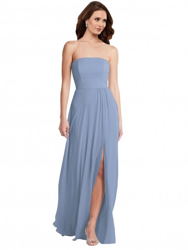 Buy Strapless A-Line Maxi Bridesmaid Dress with Front Slit