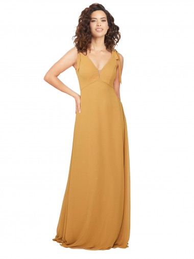 Buy Boho Chiffon Bridesmaid Dress with Tied Straps