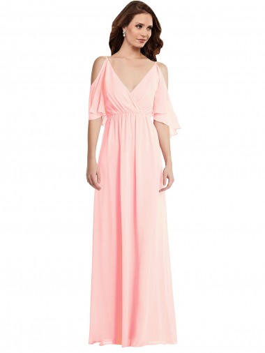 Buy Cold Shoulder Draped Wrap Maxi Bridesmaid Dress