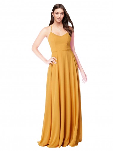 Buy Chiffon A-Line Bridesmaid Dress with Halter Back
