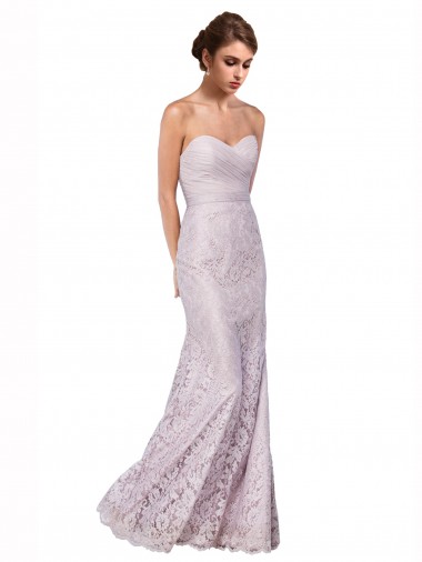 Buy Floor Length Fitted Sweetheart Lace Bridesmaid Dress
