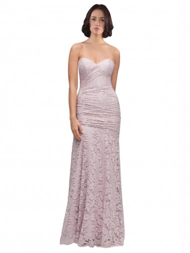 Buy Floor Length Long Mermaid Lace Bridesmaid Dress with Low Back