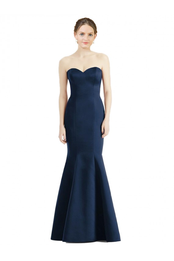 Buy Long Mermaid Full Length Strapless Satin Bridesmaid Dress