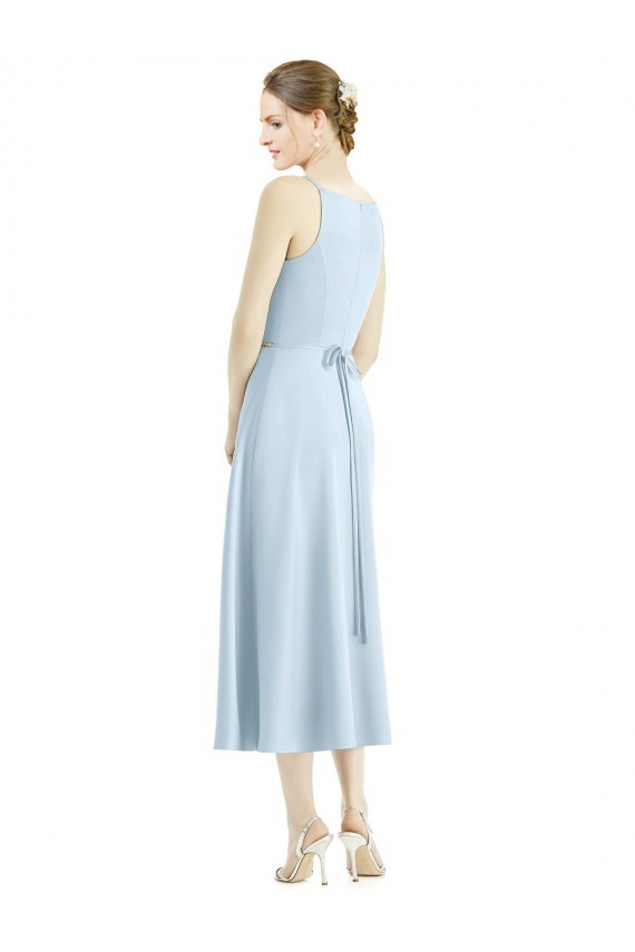 Buy Short Tea Length V-Neck Satin Bridesmaid Dress