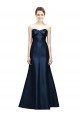 Buy Long Strapless Satin Bridesmaid Dress with Pleated Cuff Neckline