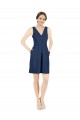 Buy Deep V-Neck Short Knee Length Satin Bridesmaid Dress with Slimming Pleats