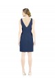 Buy Deep V-Neck Short Knee Length Satin Bridesmaid Dress with Slimming Pleats