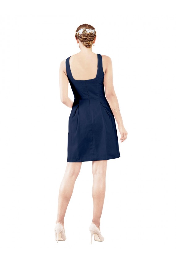 Buy V-Neck A-Line Satin Bridesmaid Dress with Pockets