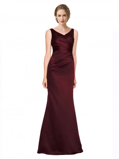 Buy Figure Shaping Satin Bridesmaid Dress with Structured Pleats
