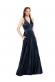 Buy Long Formal Satin Bridesmaid Gown with Halter Neckline