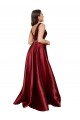 Buy Sleeveless Deep V-Neck A-Line Satin Bridesmaid Dress with Pockets