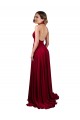 Buy A-Line Halter Plunge V-Neckline Open Back Spandex Bridesmaid Dress with Slit
