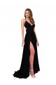 Buy High Slit Open Back Long Spandex Bridesmaid Dress with Lined Crossover Bust