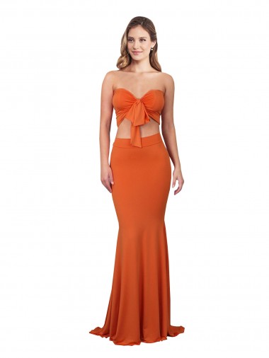 Buy Strapless Bandeau Bodice Long Spandex Bridesmaid Dress