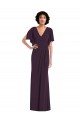 Buy Faux Wrap Split Sleeves Maxi Spandex Bridesmaid Dress with Cascade Skirt