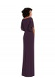 Buy Faux Wrap Split Sleeves Maxi Spandex Bridesmaid Dress with Cascade Skirt