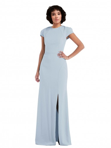Buy Cap Sleeve Cutout Tie Back Trumpet Bridesmaid Dress