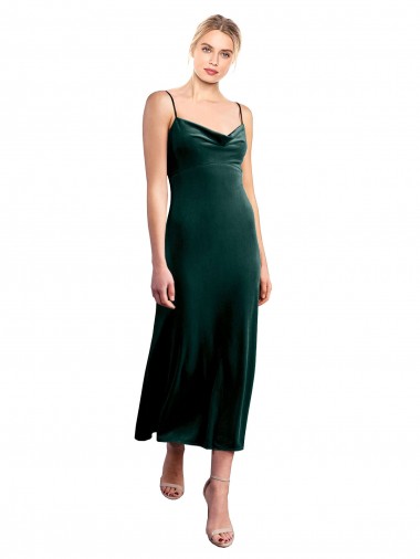 Buy Midi Length Cowl Neck Velvet Slip Bridesmaid Dress