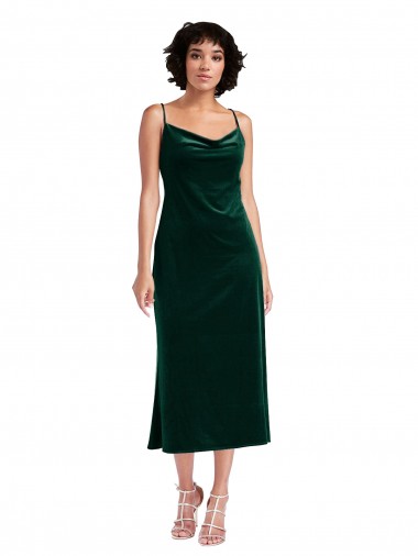 Buy Midi Length Cowl Neck Velvet Short Slip Bridesmaid Dress