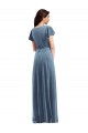 Buy Flutter Sleeve Velvet Wrap Maxi Bridesmaid Dress with Pockets